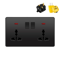 Tomacorrientes e Interruptores de Pared de Alta Calidad, 13A, 3 Vías, 1 Grupo, 240v 250V, Panel de PC Negro Mate
