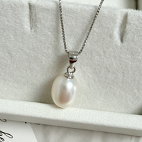 Ensemble de perles d'eau douce 8 mm AAA, forme goutte et riz, plaqué or, chaîne en argent 925, 45 cm, ensemble de bijoux en perles blanches