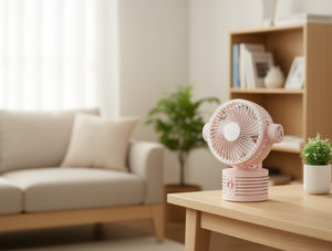 Ventilatore da tavolo rosa 10-12,9 pollici con motore AC, oscillante, a tre velocità, con timer, in plastica, per uso domestico, con controllo meccanico - Product Image 2