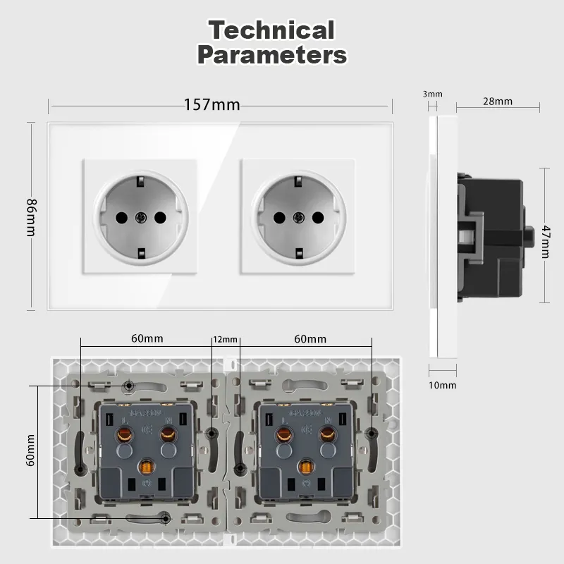 Ab abd fiş adaptörü 2 Pin AC güç seyahat dönüştürücü Euro avrupa amerikan çıkış 250V anma gerilimi ve 16A anma akımı