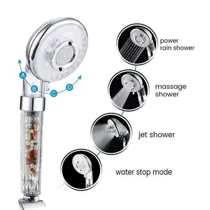 Filter water 4 jet increase pressure ionic handheld shower head with rotating tube