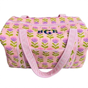 Wholesale Price Cotton Weekender Travel <b>Bag</b>, Handmade Quilted Fabric Duffle <b>Bag</b>, Block Printed, Hand Luggage <b>Bag</b>, <b>Bags</b> - Product Image 1