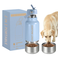 Bouteille d'eau pour chien en acier inoxydable 2-en-1 anti-fuite de 32 oz avec distributeur d'eau pour les promenades en plein air