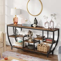 Meubles de salon Tribesigns, style moderne, accent industriel, table console derrière le canapé de 180 cm, grande, avec rangement