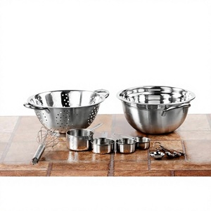 Juego de tazas de medición con mango de Metal de acero inoxidable, juego de mezcla y medida con Base de silicona roja, 11 Uds. - Product Image 1