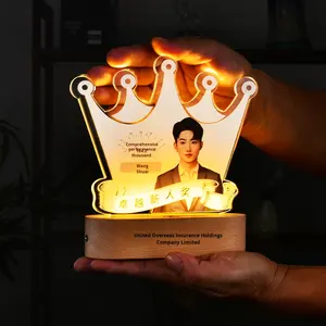 {Diy} Navigator Bunny Creative Luminous Eco-friendly Trofeo Grabado personalizado para empleados sobresalientes Retrato de luz nocturna - Product Image 3