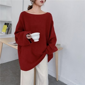 Đầu Mùa Thu Giản Dị Hàn Quốc Phiên Bản Giảm Béo Áo Thun Off-Shoulder Lười Biếng Phong Cách Lỏng Sexy Dệt Kim Áo Len Trong Màu Rắn - Product Image 1