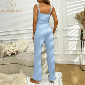 <span class=keywords><strong>Pigiama</strong></span> Estivo Casual da <span class=keywords><strong>Donna</strong></span> in Due Pezzi con Pantaloni in Pizzo - Product Image 6