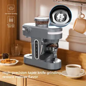 Máquinas de café expreso semiautomáticas profesionales, máquina de café expreso comercial para restaurante doméstico con molinillo