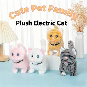 Juguete de Gato de Peluche Eléctrico Simulado con Collar: Camina, Maulla y Mueve la Cola, Mascota Electrónica para Niños - Product Image 3