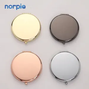 Round Metal Pocket Mirror Promotional Gift Blank Metal Laser Engrave Compact Mirror