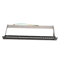 Panel Tambal Kosong STP Port Kualitas Superior 24 "dengan Bar Belakang Tersedia untuk Cat5e atau Cat6 Keystone Jack