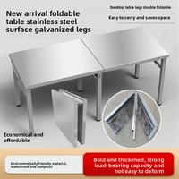 Table pliante en acier inoxydable avec pieds galvanisés, portable, pour barbecue, marché nocturne, maison, extérieur, table de travail, style minimaliste