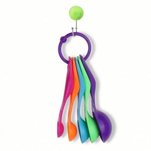Multiple Sizes 5 Pieces Rainbow Color <b>Spoon</b> Cheap Colorful Plastic Combination <b>Measuring</b> <b>Spoons</b> Set - Product Image 4