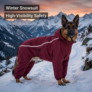 Waterproof Large Dog Winter Windbreaker <strong>Jacket</strong> Reflective Warm Four-Legged Pet Jumpsuit with Hood OEM Custom Dog Snowsuit Coat - Product Image 1