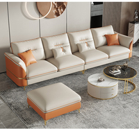 Nordisches italienisches modernes Wohnzimmer L-Form Chesterfield Leders ofa Set