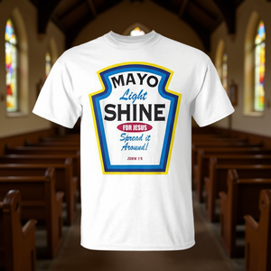 Camiseta Cristiana Mayo Light Shine de Manga Corta, Unisex, Cuello Redondo, Regalo Religioso para Iglesia, Impresión Serigráfica, Juan 15 - Product Image 3