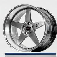 Nouvelles jantes Flow Formed à cinq branches, finition chromée argentée usinée, à déport profond, style EVO, design rétro Turtle Wide Body