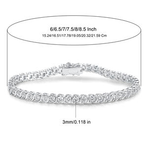 Bracelet de luxe en laiton plaqué platine en forme de <span class=keywords><strong>S</strong></span> lié 3mm zircon cubique diamant tennis chaîne pour femme en stock déclaration - Product Image 2