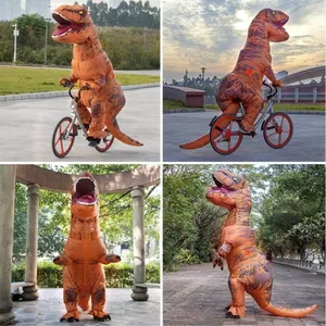 Groothandel Opblaasbare Pak Halloween Deluxe Air Opgeblazen T-Rex Dinosaurus Kostuum Mascotte Volwassen Kinderen Opblaasbare Kostuums