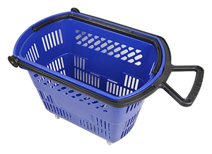 Supermarket Convenience Store Rolling Basket Large Four-<b>Wheel</b> <b>Plastic</b> Trolley with Handle Convenience Shopping <b>Wheel</b> Basket - Product Image 2