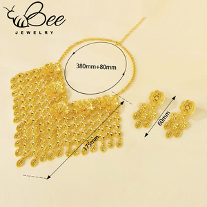 Collar de Oro Pakistaní Chapado en Oro que No se Deslustra, Fabricantes de Joyería Tradicional de Alta Calidad para Novias de Dubái, Conjunto de Joyería para la Noche - Product Image 5