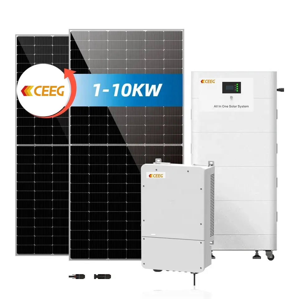 Солнечная 5KW 8KW 10KW домашняя солнечная энергетическая система гибридная Солнечная энергия поставщик синяя литиевая батарея