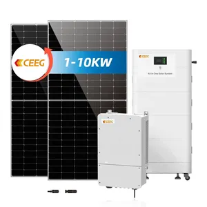 ソーラー5KW 8KW 10KW家庭用太陽光発電システムハイブリッド太陽エネルギー貯蔵サプライヤーBLUE LITHIUM BATTERY