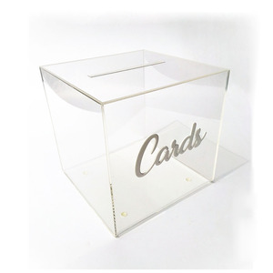 Personalised 3mm Thick Clear <strong>Acrylic</strong> <strong>Card</strong> <strong>Box</strong> with Lid 20*20*20cm for Wedding - Product Image 2