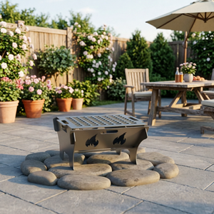 Brasero artisanal en acier Corten - Cheminée extérieure unique à bois <span class=keywords><strong>pour</strong></span> jardin et barbecue - Product Image 4