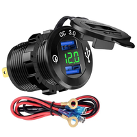 Prise de charge USB Quick Charge 3.0, alimentation 12V/24V, prise de voiture USB avec voltmètre numérique LED pour bateau marin