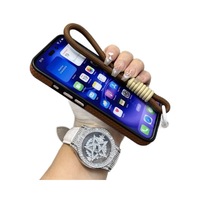 Étui de téléphone magnétique en similicuir tressé à motif animalier pour 18Pro Max 15 Pro 14 16 Plus 13 12