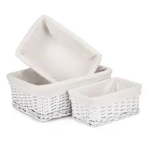 Boîte de rangement en saule Yulin Jiafu Panier de rangement léger doublé en osier blanc