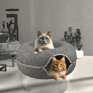 Vente chaude XL en forme de beignet chat lit Tunnel haute qualité laine <span class=keywords><strong>bois</strong></span> plastique mousse accessoire Style moderne boîte de sommeil pour chats chiens - Product Image 3