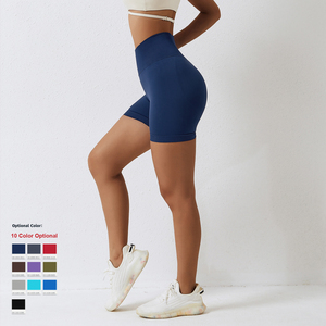 Shorts de sport moulants taille haute extensibles personnalisés pour <span class=keywords><strong>femme</strong></span>, sans coutures, effet galbant, pour la course, le fitness, la gym et le yoga - Product Image 5