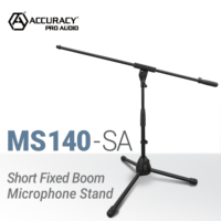 Soporte de Micrófono Profesional Ajustable de Brazo Corto y Fijo Accuracy Pro Audio MS140-SA para Colocación de Micrófono en Posición Baja
