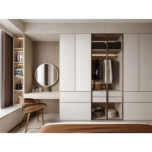 Armarios de Ropa Modernos de Lujo, Juego de Muebles Personalizados para el Hogar, Hotel, Dormitorio, Puerta de Vidrio, Diseño de Armario Vestidor de Madera - Product Image 2