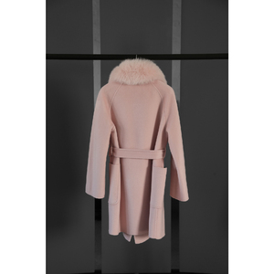 <span class=keywords><strong>Cappotto</strong></span> Invernale di Lusso da <span class=keywords><strong>Donna</strong></span> con Collo in Vera Pelliccia di Volpe, Stile con Cintura, in <span class=keywords><strong>Cashmere</strong></span> - Product Image 4