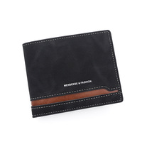 Grosir Dompet Jahitan Vintage Eropa dan Amerika dengan Warna Kontras, Tempat Kartu Pendek Horizontal Pria