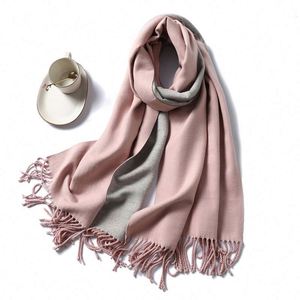 Chales Sencillos de Cachemira de Color Sólido para Hombre, Bufanda de Dos Colores de Doble Cara, Cálida y Gruesa con Borlas para Mujer y Adulto - Product Image 1