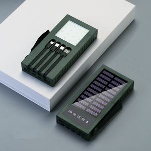 Cargador de Batería Solar con Doble USB y Logotipo Personalizado, Cable Integrado, 10000mAh 5000mAh, Banco de Energía para Exteriores con Linterna - Product Image 4