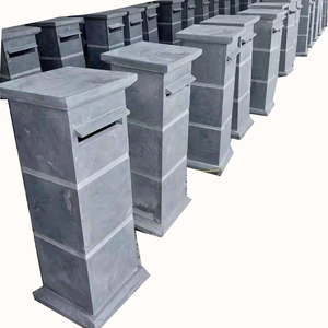Natural Stone Blue Limestone Letterbox Mailbox Wholesale Honed Or Grinded Surfaces Stand Design For Outdoor Use