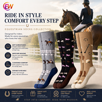 Chaussettes d'équitation pour femmes, hautes jusqu'au genou, respirantes, extensibles, pour bottes d'équitation, chaussettes longues imprimées mignonnes