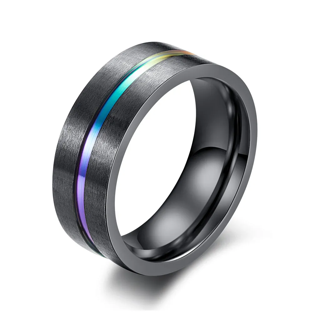 Wholesale Mens Black Ring Stainless Steel Titanium Steel Ring Colored Matching Stainless Steel Jewelry