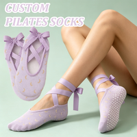 Chaussettes de yoga en coton pour femmes avec logo, antidérapantes, pour le sport, vente en gros, chaussettes de Pilates imprimées personnalisées