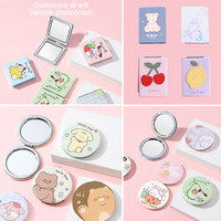 Miroir de Maquillage Mini Carré en Cuir PU Portable Personnalisable Double Face Compact pour Filles Vente Directe Usine