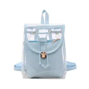 Femmes hommes sac à dos de voyage TPU sac à dos Transparent en PVC PU échantillons gratuits mode chaîne quotidien géométrique 3 pièces