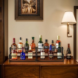 Ripiano da esposizione <span class=keywords><strong>per</strong></span> bottiglie di liquore a 2 livelli portabottiglie a 2 livelli <span class=keywords><strong>per</strong></span> ripiani <span class=keywords><strong>per</strong></span> whisky vino <span class=keywords><strong>per</strong></span> organizzatori di casa - Product Image 4