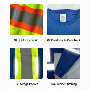 Chemise de travail réfléchissante haute visibilité de classe <span class=keywords><strong>2</strong></span> en gros, couleur et taille personnalisées, vêtements de travail de sécurité à manches longues 360 °   Chemise réfléchissante - Product Image 3