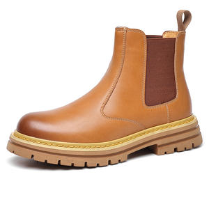 Bottes Chelsea pour hommes en cuir noir de style anglais, épaisses et formelles, pour les événements et les fêtes, dernières tendances 2026 - Product Image 1